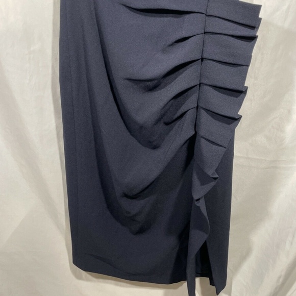 NWT Eliza J [ 6 ] Off the Shoulder Pleat Ruched Dress‎ in Navy Blue - Picture 10 of 12